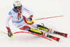 Ramon Zenhaeusern of Switzerland skiing during first run of men slalom race of the Audi FIS Alpine skiing World cup Kitzbuehel, Austria. Men slalom Hahnenkamm race of the Audi FIS Alpine skiing World cup season 2018-2019 was held Kitzbuehel, Austria, on Saturday, 26th of January 2019.
