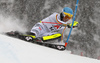 Felix Neureuther of Germany skiing during first run of men slalom race of the Audi FIS Alpine skiing World cup Kitzbuehel, Austria. Men slalom Hahnenkamm race of the Audi FIS Alpine skiing World cup season 2018-2019 was held Kitzbuehel, Austria, on Saturday, 26th of January 2019.
