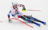 Victor Muffat-Jeandet of France skiing during first run of men slalom race of the Audi FIS Alpine skiing World cup Kitzbuehel, Austria. Men slalom Hahnenkamm race of the Audi FIS Alpine skiing World cup season 2018-2019 was held Kitzbuehel, Austria, on Saturday, 26th of January 2019.
