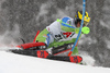 Stefan Hadalin of Slovenia skiing during first run of men slalom race of the Audi FIS Alpine skiing World cup Kitzbuehel, Austria. Men slalom Hahnenkamm race of the Audi FIS Alpine skiing World cup season 2018-2019 was held Kitzbuehel, Austria, on Saturday, 26th of January 2019.
