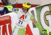 Stefan Hadalin of Slovenia reacts in finish of the second run of men slalom race of the Audi FIS Alpine skiing World cup Kitzbuehel, Austria. Men slalom Hahnenkamm race of the Audi FIS Alpine skiing World cup season 2018-2019 was held Kitzbuehel, Austria, on Saturday, 26th of January 2019.
