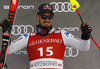 Third placed Dominik Paris of Italy celebrates his medal won in the super-g race of the Audi FIS Alpine skiing World cup Kitzbuehel, Austria. Men super-g Hahnenkamm race of the Audi FIS Alpine skiing World cup season 2018-2019 was held Kitzbuehel, Austria, on Sunday, 27th of January 2019.
