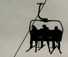 Ski lift with skiers during the men giant slalom race of the Audi FIS Alpine skiing World cup in Kranjska Gora, Slovenia. Men giant slalom race of the Audi FIS Alpine skiing World cup season 2018-2019 was held on Podkoren course in Kranjska Gora, Slovenia, on Saturday, 9th of March 2019.
