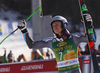 Winner Henrik Kristoffersen of Norway celebrating after the men giant slalom race of the Audi FIS Alpine skiing World cup in Kranjska Gora, Slovenia. Men giant slalom race of the Audi FIS Alpine skiing World cup season 2018-2019 was held on Podkoren course in Kranjska Gora, Slovenia, on Saturday, 9th of March 2019.
