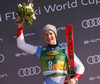 Third placed Marco Odermatt of Switzerland celebrating on the podium after the men giant slalom race of the Audi FIS Alpine skiing World cup in Kranjska Gora, Slovenia. Men giant slalom race of the Audi FIS Alpine skiing World cup season 2018-2019 was held on Podkoren course in Kranjska Gora, Slovenia, on Saturday, 9th of March 2019.
