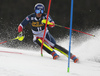 Dave Ryding of Great Britain skiing during the first run of the men slalom race of the Audi FIS Alpine skiing World cup in Kranjska Gora, Slovenia. Men slalom race of the Audi FIS Alpine skiing World cup season 2018-2019 was held on Podkoren course in Kranjska Gora, Slovenia, on Sunday, 10th of March 2019.
