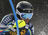 Andre Myhrer of Sweden skiing during the first run of the men slalom race of the Audi FIS Alpine skiing World cup in Kranjska Gora, Slovenia. Men slalom race of the Audi FIS Alpine skiing World cup season 2018-2019 was held on Podkoren course in Kranjska Gora, Slovenia, on Sunday, 10th of March 2019.
