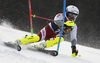 Albert Popov of Bulgaria skiing during the first run of the men slalom race of the Audi FIS Alpine skiing World cup in Kranjska Gora, Slovenia. Men slalom race of the Audi FIS Alpine skiing World cup season 2018-2019 was held on Podkoren course in Kranjska Gora, Slovenia, on Sunday, 10th of March 2019.
