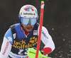 Luca Aerni of Switzerland skiing during the first run of the men slalom race of the Audi FIS Alpine skiing World cup in Kranjska Gora, Slovenia. Men slalom race of the Audi FIS Alpine skiing World cup season 2018-2019 was held on Podkoren course in Kranjska Gora, Slovenia, on Sunday, 10th of March 2019.
