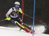 Elias Kolega of Croatia skiing during the first run of the men slalom race of the Audi FIS Alpine skiing World cup in Kranjska Gora, Slovenia. Men slalom race of the Audi FIS Alpine skiing World cup season 2018-2019 was held on Podkoren course in Kranjska Gora, Slovenia, on Sunday, 10th of March 2019.
