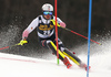 Istok Rodes of Croatia skiing during the first run of the men slalom race of the Audi FIS Alpine skiing World cup in Kranjska Gora, Slovenia. Men slalom race of the Audi FIS Alpine skiing World cup season 2018-2019 was held on Podkoren course in Kranjska Gora, Slovenia, on Sunday, 10th of March 2019.
