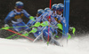 Timon Haugan of Norway skiing during the first run of the men slalom race of the Audi FIS Alpine skiing World cup in Kranjska Gora, Slovenia. Men slalom race of the Audi FIS Alpine skiing World cup season 2018-2019 was held on Podkoren course in Kranjska Gora, Slovenia, on Sunday, 10th of March 2019.
