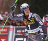 Second placed Henrik Kristoffersen of Norway celebrating after the men slalom race of the Audi FIS Alpine skiing World cup in Kranjska Gora, Slovenia. Men slalom race of the Audi FIS Alpine skiing World cup season 2018-2019 was held on Podkoren course in Kranjska Gora, Slovenia, on Sunday, 10th of March 2019.
