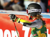 Fourth placed Mina Fuerst Holtmann of Norway reacts in finish of the second run of the women giant slalom race of the Audi FIS Alpine skiing World cup in Soelden, Austria. First race of women Audi FIS Alpine skiing World cup season 2019-2020, women giant slalom, was held on Rettenbach glacier above Soelden, Austria, on Saturday, 26th of October 2019.
