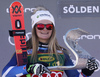 Winner Alice Robinson of New Zealand celebrates her medal won in the women giant slalom race of the Audi FIS Alpine skiing World cup in Soelden, Austria. First race of women Audi FIS Alpine skiing World cup season 2019-2020, women giant slalom, was held on Rettenbach glacier above Soelden, Austria, on Saturday, 26th of October 2019.
