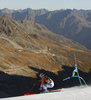 Viktoria Rebensburg of Germany skiing during the first run of the women giant slalom race of the Audi FIS Alpine skiing World cup in Soelden, Austria. First race of women Audi FIS Alpine skiing World cup season 2019-2020, women giant slalom, was held on Rettenbach glacier above Soelden, Austria, on Saturday, 26th of October 2019.
