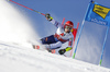 Zan Kranjec of Slovenia skiing during the first run of the men giant slalom race of the Audi FIS Alpine skiing World cup in Soelden, Austria. First race of men Audi FIS Alpine skiing World cup season 2019-2020, men giant slalom, was held on Rettenbach glacier above Soelden, Austria, on Sunday, 27th of October 2019.
