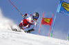 Manuel Feller of Austria skiing during the first run of the men giant slalom race of the Audi FIS Alpine skiing World cup in Soelden, Austria. First race of men Audi FIS Alpine skiing World cup season 2019-2020, men giant slalom, was held on Rettenbach glacier above Soelden, Austria, on Sunday, 27th of October 2019.
