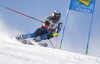 Mattias Roenngren of Sweden skiing during the first run of the men giant slalom race of the Audi FIS Alpine skiing World cup in Soelden, Austria. First race of men Audi FIS Alpine skiing World cup season 2019-2020, men giant slalom, was held on Rettenbach glacier above Soelden, Austria, on Sunday, 27th of October 2019.
