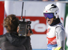 Lucas Braathen of Norway reacts in finish of the second run of the men giant slalom race of the Audi FIS Alpine skiing World cup in Soelden, Austria. First race of men Audi FIS Alpine skiing World cup season 2019-2020, men giant slalom, was held on Rettenbach glacier above Soelden, Austria, on Sunday, 27th of October 2019.
