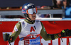 Ted Ligety of USA reacts in finish of the second run of the men giant slalom race of the Audi FIS Alpine skiing World cup in Soelden, Austria. First race of men Audi FIS Alpine skiing World cup season 2019-2020, men giant slalom, was held on Rettenbach glacier above Soelden, Austria, on Sunday, 27th of October 2019.
