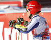 Zan Kranjec of Slovenia reacts in finish of the second run of the men giant slalom race of the Audi FIS Alpine skiing World cup in Soelden, Austria. First race of men Audi FIS Alpine skiing World cup season 2019-2020, men giant slalom, was held on Rettenbach glacier above Soelden, Austria, on Sunday, 27th of October 2019.
