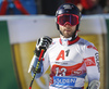 Second placed Mathieu Faivre of France reacts in finish of the second run of the men giant slalom race of the Audi FIS Alpine skiing World cup in Soelden, Austria. First race of men Audi FIS Alpine skiing World cup season 2019-2020, men giant slalom, was held on Rettenbach glacier above Soelden, Austria, on Sunday, 27th of October 2019.
