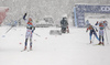 Winning team Linn Svahn of Sweden (L), second placed Jonna Sundling of Sweden skiing in finals of women team sprint race of FIS Cross country skiing World Cup in Planica, Slovenia. Finals of women team sprint finals of FIS Cross country skiing World Cup in Planica, Slovenia were held on Sunday, 22nd of December 2019 in Planica, Slovenia.
