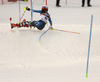 Nella Korpio of Finland skiing during the first run of the women slalom Snow Queen trophy race of the Audi FIS Alpine skiing World cup in Zagreb, Croatia. Women Snow Queen Trophy slalom race of Audi FIS Alpine skiing World cup season 2019-2020, was held on Sljeme above Zagreb, Croatia, on Saturday, 4th of January 2020.
