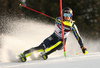 Emelie Wikstroem of Sweden skiing during the first run of the women slalom Snow Queen trophy race of the Audi FIS Alpine skiing World cup in Zagreb, Croatia. Women Snow Queen Trophy slalom race of Audi FIS Alpine skiing World cup season 2019-2020, was held on Sljeme above Zagreb, Croatia, on Saturday, 4th of January 2020.
