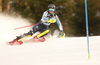 Riikka Honkanen of Finland skiing during the first run of the women slalom Snow Queen trophy race of the Audi FIS Alpine skiing World cup in Zagreb, Croatia. Women Snow Queen Trophy slalom race of Audi FIS Alpine skiing World cup season 2019-2020, was held on Sljeme above Zagreb, Croatia, on Saturday, 4th of January 2020.
