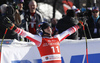 Second placed Matthias Mayer of Austria reacts in finish of the men super-g race of the Audi FIS Alpine skiing World cup in Kitzbuehel, Austria. Men super-g race of Audi FIS Alpine skiing World cup 2019-2020, was held on Streif in Kitzbuehel, Austria, on Friday, 24th of January 2020.
