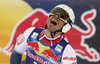 Fourth placed Johan Clarey of France reacts in finish of the men downhill race of the Audi FIS Alpine skiing World cup in Kitzbuehel, Austria. Men downhill race of Audi FIS Alpine skiing World cup 2019-2020, was held on Streif in Kitzbuehel, Austria, on Saturday, 25th of January 2020.
