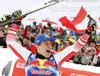Winner Matthias Mayer of Austria celebrate their medals won in the men downhill race of the Audi FIS Alpine skiing World cup in Kitzbuehel, Austria. Men downhill race of Audi FIS Alpine skiing World cup 2019-2020, was held on Streif in Kitzbuehel, Austria, on Saturday, 25th of January 2020.
