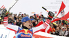 Winner Matthias Mayer of Austria celebrate their medals won in the men downhill race of the Audi FIS Alpine skiing World cup in Kitzbuehel, Austria. Men downhill race of Audi FIS Alpine skiing World cup 2019-2020, was held on Streif in Kitzbuehel, Austria, on Saturday, 25th of January 2020.
