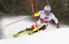 Daniel Yule of Switzerland skiing during first run of the men slalom race of the Audi FIS Alpine skiing World cup in Kitzbuehel, Austria. Men slalom race of Audi FIS Alpine skiing World cup 2019-2020, was held on Ganslernhang in Kitzbuehel, Austria, on Sunday, 26th of January 2020.
