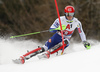 Stefan Hadalin of Slovenia skiing during first run of the men slalom race of the Audi FIS Alpine skiing World cup in Kitzbuehel, Austria. Men slalom race of Audi FIS Alpine skiing World cup 2019-2020, was held on Ganslernhang in Kitzbuehel, Austria, on Sunday, 26th of January 2020.
