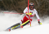 Michael Matt of Austria skiing during first run of the men slalom race of the Audi FIS Alpine skiing World cup in Kitzbuehel, Austria. Men slalom race of Audi FIS Alpine skiing World cup 2019-2020, was held on Ganslernhang in Kitzbuehel, Austria, on Sunday, 26th of January 2020.
