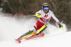 Manuel Feller of Austria skiing during first run of the men slalom race of the Audi FIS Alpine skiing World cup in Kitzbuehel, Austria. Men slalom race of Audi FIS Alpine skiing World cup 2019-2020, was held on Ganslernhang in Kitzbuehel, Austria, on Sunday, 26th of January 2020.
