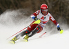 Alexander Khoroshilov of Russia skiing during first run of the men slalom race of the Audi FIS Alpine skiing World cup in Kitzbuehel, Austria. Men slalom race of Audi FIS Alpine skiing World cup 2019-2020, was held on Ganslernhang in Kitzbuehel, Austria, on Sunday, 26th of January 2020.
