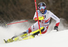 Tanguy Nef of Switzerland skiing during first run of the men slalom race of the Audi FIS Alpine skiing World cup in Kitzbuehel, Austria. Men slalom race of Audi FIS Alpine skiing World cup 2019-2020, was held on Ganslernhang in Kitzbuehel, Austria, on Sunday, 26th of January 2020.
