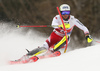 Marc Digruber of Austria skiing during first run of the men slalom race of the Audi FIS Alpine skiing World cup in Kitzbuehel, Austria. Men slalom race of Audi FIS Alpine skiing World cup 2019-2020, was held on Ganslernhang in Kitzbuehel, Austria, on Sunday, 26th of January 2020.
