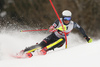 Elias Kolega of Croatia skiing during first run of the men slalom race of the Audi FIS Alpine skiing World cup in Kitzbuehel, Austria. Men slalom race of Audi FIS Alpine skiing World cup 2019-2020, was held on Ganslernhang in Kitzbuehel, Austria, on Sunday, 26th of January 2020.
