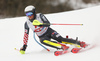 Elias Kolega of Croatia skiing during first run of the men slalom race of the Audi FIS Alpine skiing World cup in Kitzbuehel, Austria. Men slalom race of Audi FIS Alpine skiing World cup 2019-2020, was held on Ganslernhang in Kitzbuehel, Austria, on Sunday, 26th of January 2020.
