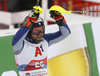 Simon Maurberger of Italy reacts in finish of the second run of the men slalom race of the Audi FIS Alpine skiing World cup in Kitzbuehel, Austria. Men slalom race of Audi FIS Alpine skiing World cup 2019-2020, was held on Ganslernhang in Kitzbuehel, Austria, on Sunday, 26th of January 2020.
