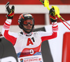 Michael Matt of Austria reacts in finish of the second run of the men slalom race of the Audi FIS Alpine skiing World cup in Kitzbuehel, Austria. Men slalom race of Audi FIS Alpine skiing World cup 2019-2020, was held on Ganslernhang in Kitzbuehel, Austria, on Sunday, 26th of January 2020.

