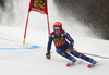 Federica Brignone of Italy skiing during first run of the women giant slalom race of the Audi FIS Alpine skiing World cup in Kranjska Gora, Slovenia. Women Golden Fox trophy giant slalom race of Audi FIS Alpine skiing World cup 2019-2020, was transferred from Maribor to Kranjska Gora, Slovenia, and was on Saturday, 15th of February 2020.
