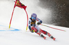 Tessa Worley of France skiing during first run of the women giant slalom race of the Audi FIS Alpine skiing World cup in Kranjska Gora, Slovenia. Women Golden Fox trophy giant slalom race of Audi FIS Alpine skiing World cup 2019-2020, was transferred from Maribor to Kranjska Gora, Slovenia, and was on Saturday, 15th of February 2020.
