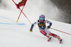 Tessa Worley of France skiing during first run of the women giant slalom race of the Audi FIS Alpine skiing World cup in Kranjska Gora, Slovenia. Women Golden Fox trophy giant slalom race of Audi FIS Alpine skiing World cup 2019-2020, was transferred from Maribor to Kranjska Gora, Slovenia, and was on Saturday, 15th of February 2020.

