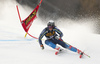 Estelle Alphand of Sweden skiing during first run of the women giant slalom race of the Audi FIS Alpine skiing World cup in Kranjska Gora, Slovenia. Women Golden Fox trophy giant slalom race of Audi FIS Alpine skiing World cup 2019-2020, was transferred from Maribor to Kranjska Gora, Slovenia, and was on Saturday, 15th of February 2020.
